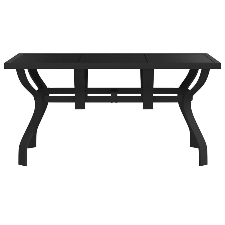 Marlow Home Co. Garden Table Grey And Black 140X70x70 Cm Steel And Glass Wayfair.co.uk